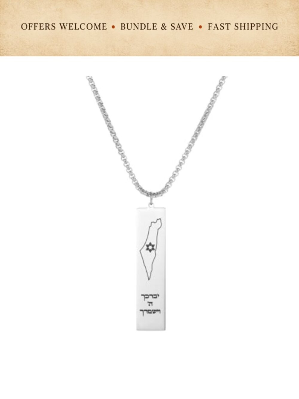 Stainless Steel Jewish Star of David Hamsa Menorah Pendant Necklace